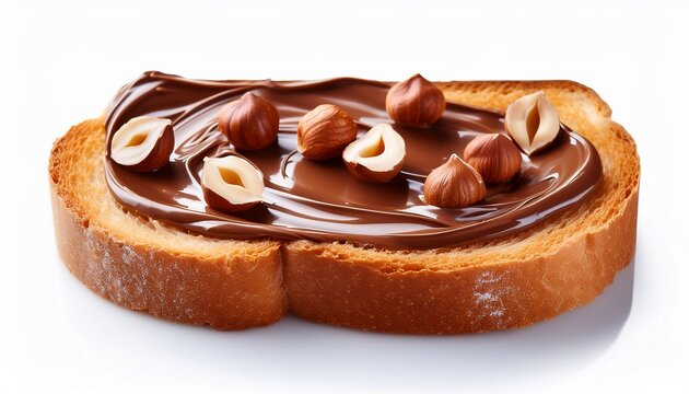 toast with chocolate hazelnut spread isolated on white
