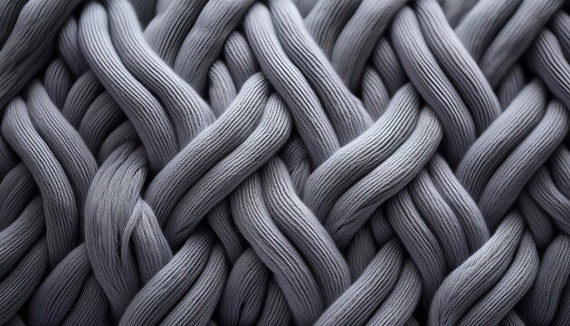 gray knit texture showing interlocking yarn loops in a macro sharp focus shot for sustainable apparel and lifestyle marketing