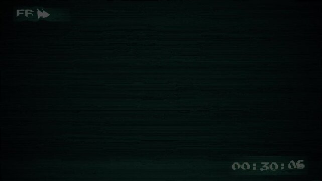Authentic vhs fast forward 4k video  glitch overlay with rgb distortion, broadcast noise and digital artifacts 