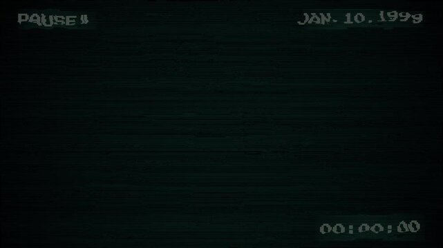 VHS tape PAUSE animation with glitching effect Overlay. Black background, 4k video