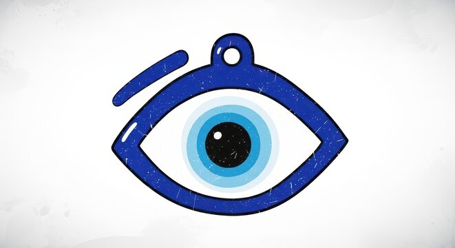 Blue Eye Symbol with Loop Detail Vector Graphic.