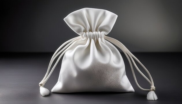 small white satin drawstring bag for jewelry and luxury gifts