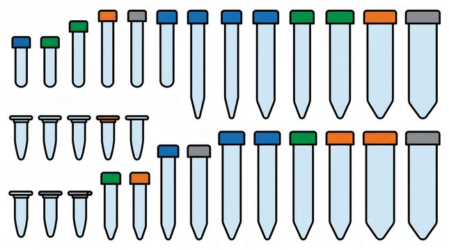Laboratory Centrifuge Tubes Set with Various Colored Caps Scientific Equipment
