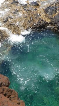Natural swimming pool with turquoise water in el hierro