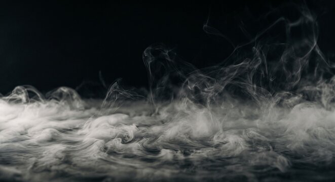 White smoke or fog rolling across a dark background texture with smoke effect