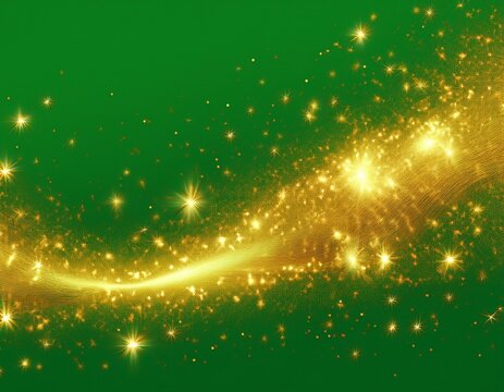 golden sparks on a green background special effects for overlay generative ai