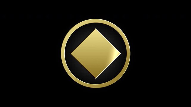 金の円環の中で菱形が現れて留まる透過ロゴ台