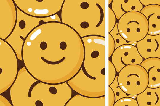 Cute Yellow Smiley Faces Seamless Pattern