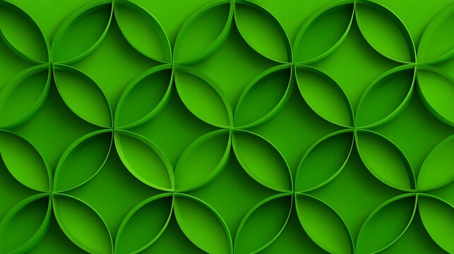 Abstract 3D Geometric Pattern of Overlapping Green Circles Inspired by Oktoberfest Hops for Nature and Beer Festival Background