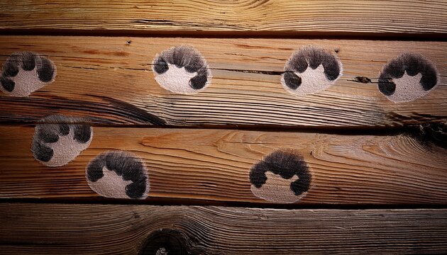 possum footprints on wooden planks