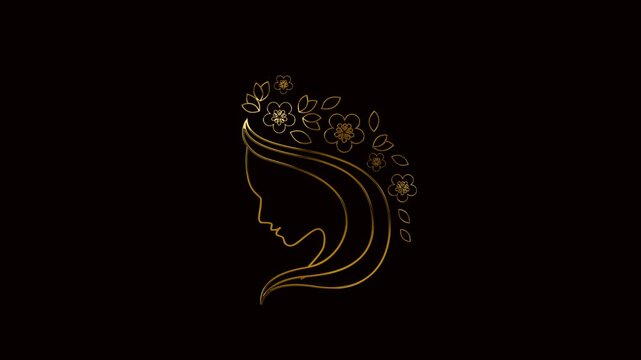 luxury gold beauty salon logo on the green screen background