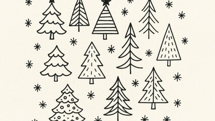 Obraz premium Minimalist black white Christmas trees