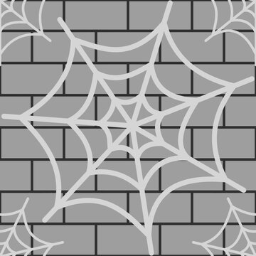 vector seamless Grey Brick Wall with Spider Webs Background, suitble for wallpaper, background, or packaging design