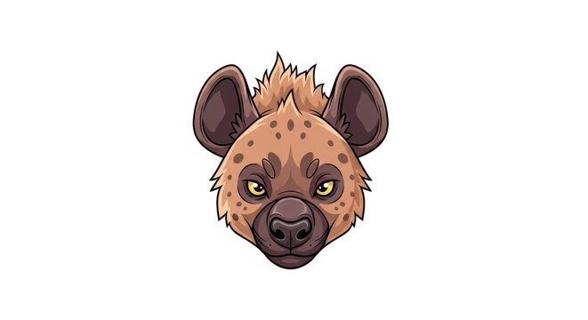 Cartoon Spotted Hyena Head Illustration with Ears and Eyes.