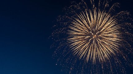 Fototapeta premium Golden firework explosion against a dark night sky.