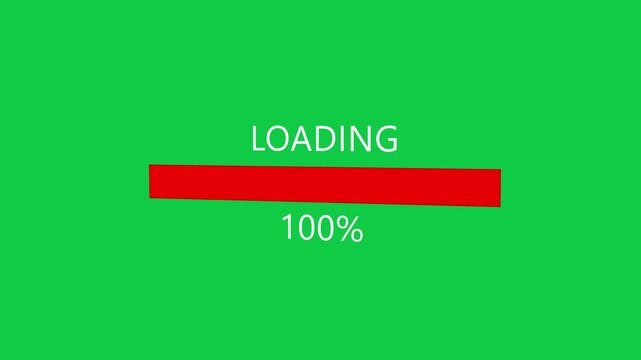 Red Loading Progress Bar Animation on Green Screen Background