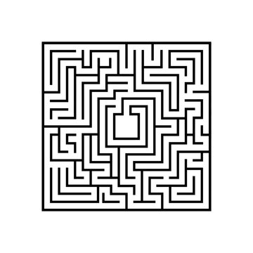 Square black and white labyrinth maze puzzle