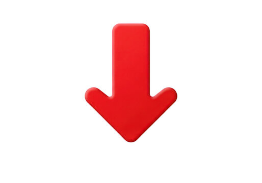 A large red arrow pointing downwards isolated on transparent background