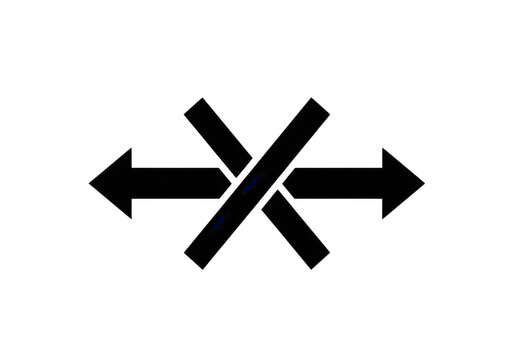 Black arrows crossing each other with opposing directions isolated on transparent background