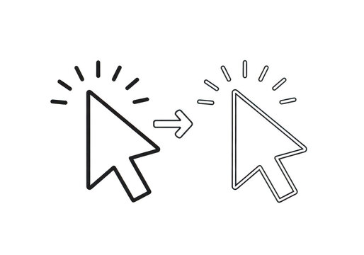 A computer mouse cursor transforming into another isolated on transparent background