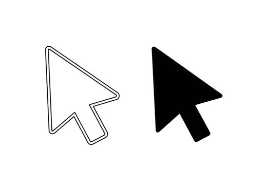 A black and white computer mouse cursor icon isolated on transparent background