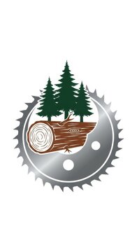 Circular Saw Blade with Forest and Log Design.