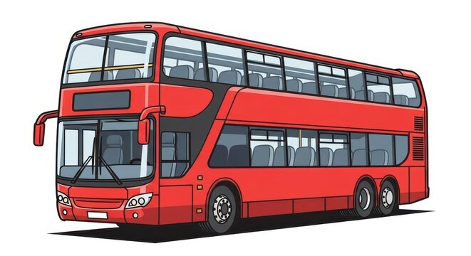 Classic Red Double Decker Bus Illustration.
