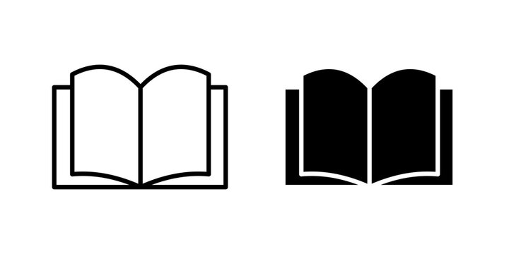 Open textbook icon solid pictograms series