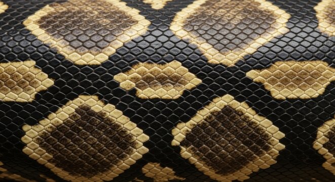 Close up of a ball python snake skin pattern.