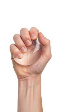 Close up of a clenched human fist on white background.