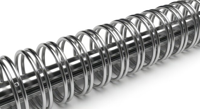 Close up of a metallic spiral spring coil.