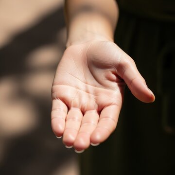 Close up of an open human hand with visible palm.