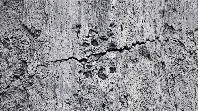 Texture de mur en b&eacute;ton gris fissur&eacute; en gros plan