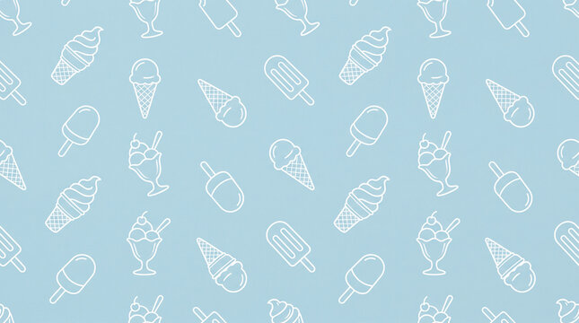 Motif bleu pastel compos&eacute; de glaces et desserts glac&eacute;s