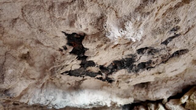 Malta, Xemxija Heritage trail, Punic caves interior. Holes in the ceiling used to tie something.