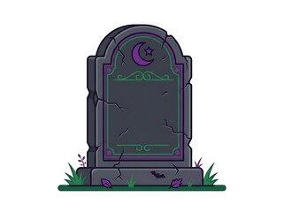 Obraz premium Halloween Cemetery Tombstone – Spooky Graveyard Element Illustration