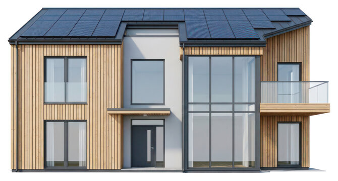 Modern Sustainable House with Solar Panels and Wood Siding