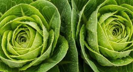Obraz premium Close up of vibrant green rose succulent plants.