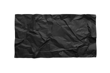 Fototapeta premium Long black wrinkled paper rectangle with heavy creases