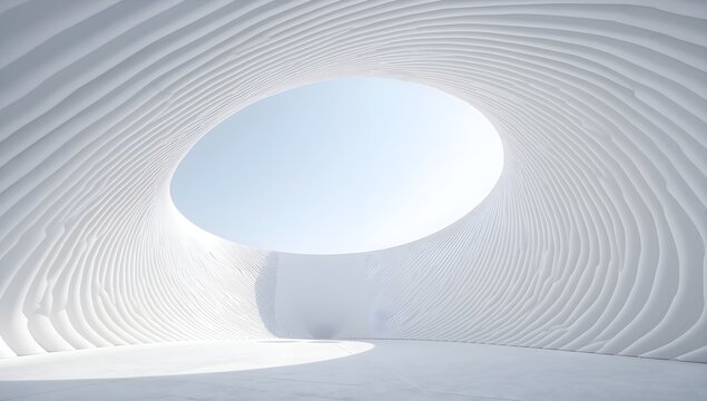 Modern Minimalist Architectural Structure Looking Up at Blue Sky