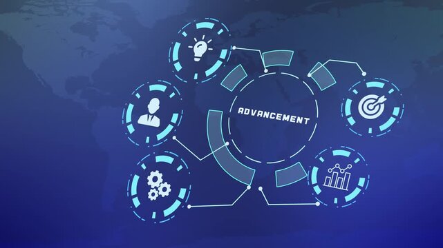 Digital advancement concept featuring innovative business development, technological evolution and organizational growth.