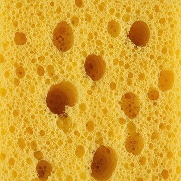 Close up texture of yellow porous sponge surface.