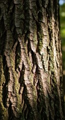 Fototapeta premium Close up texture of aged tree bark with deep grooves.