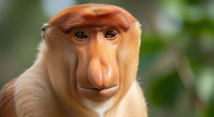 Fototapeta premium Close up portrait of a curious proboscis monkey.