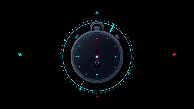 Professional Animated Stopwatch Icon Loop for Time Management, Deadline, and Speed Performance Concepts