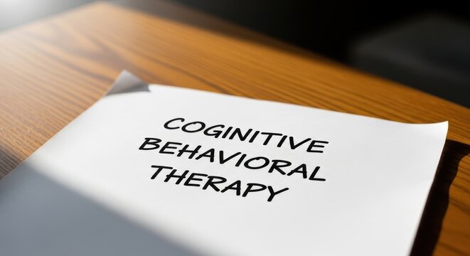 Cognitive Behavioral Therapy Document on Wooden Table.