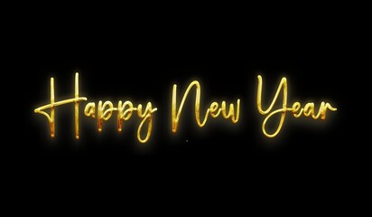 Happy new year golden glitter typography script text isolated on black © Graphics World