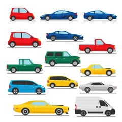 Fototapeta premium Colorful Collection of Various Vehicle Illustrations.