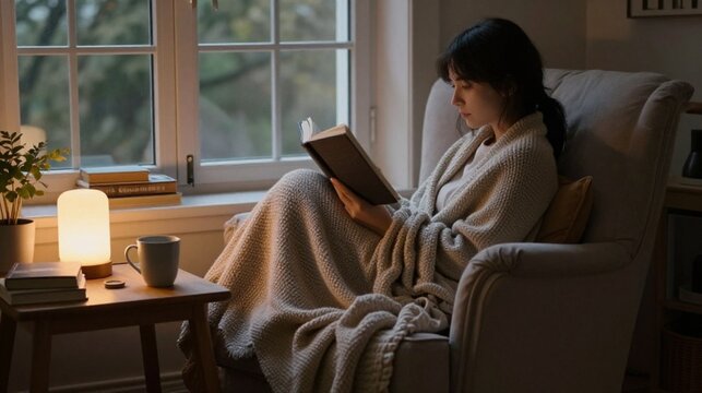 Quiet reading in cozy chair