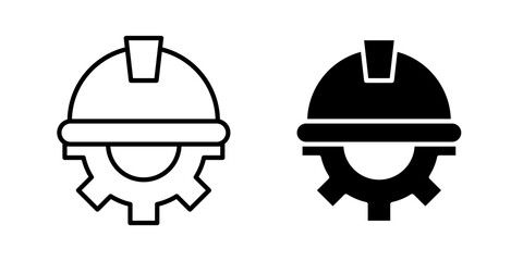 Fototapeta premium Helmet and gear icon simple pictograms set